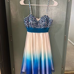 HOCO dress with jeweled top,  ombré chiffon skirt